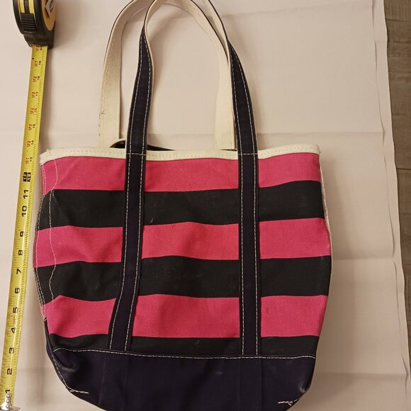 LL Bean pink navy stripe canvas medium usa - Picture 3 of 7